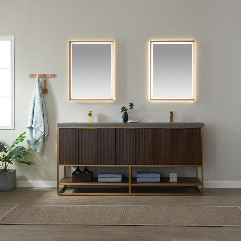 Donostia Vanity With Ceramic Undermount Sink, North American Light Walnut, 72"