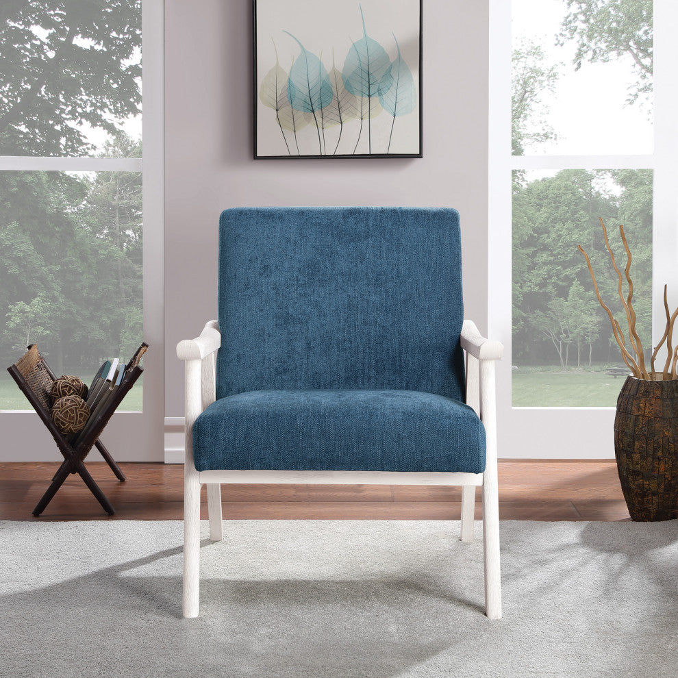 Weldon Armchair, Navy Fabric With Antique White Finished Frame