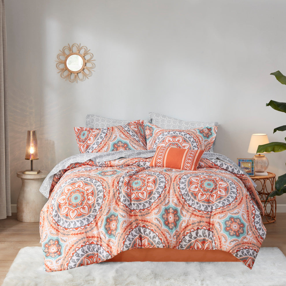 Madison Park Microfiber Printed 7-Piece Comforter Set, Twin