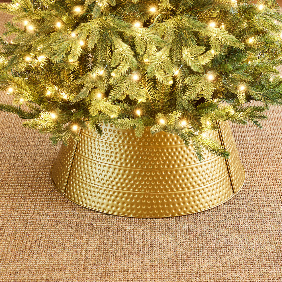 Gold Hammered Metal Tree Collar, 22"D