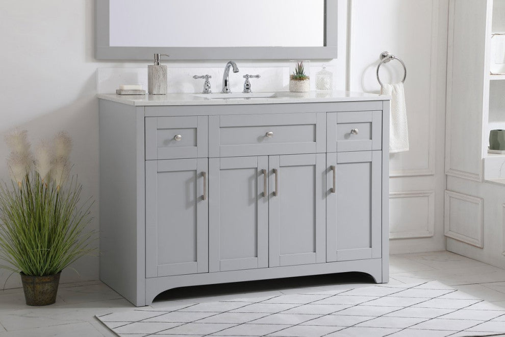 Mia 48" Single Bathroom Vanity, Gray With Backsplash