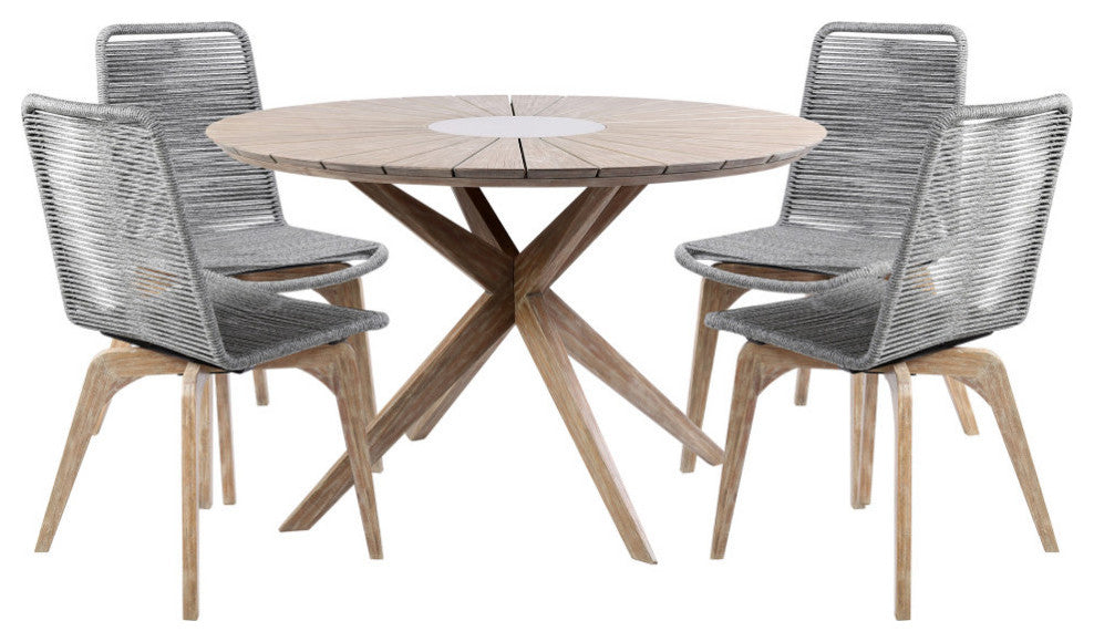 Oasis Outdoor Light Eucalyptus Wood and Concrete Round Dining Table