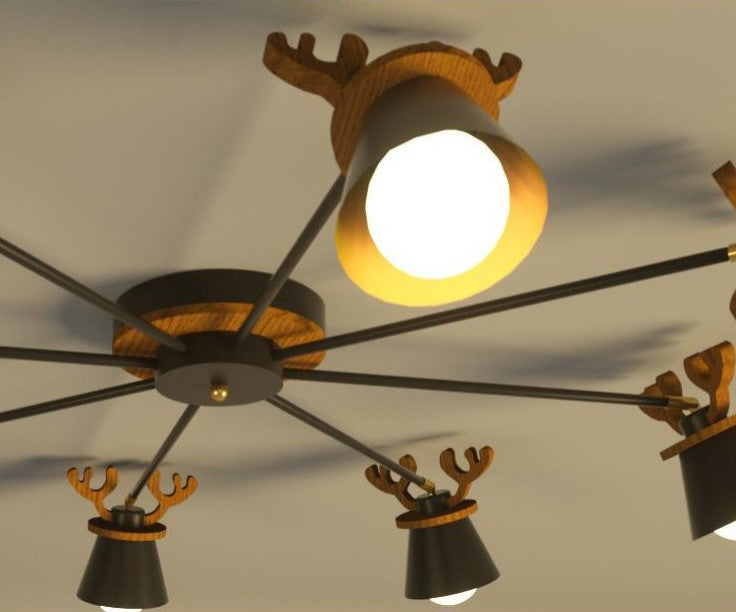 MIRODEMIÂ® Cap-d'Ail | Creative Ceiling Light with Deer Antlers Design, 8 Lights