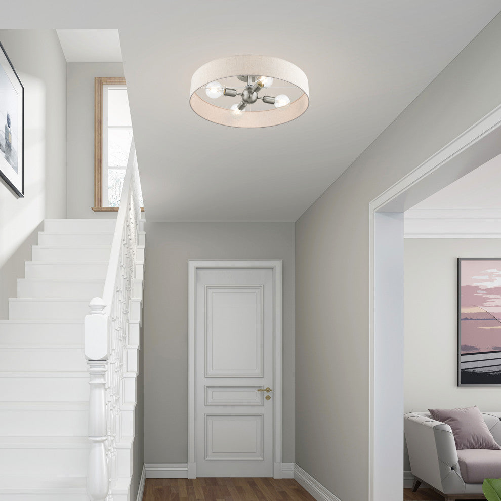 Livex Lighting Venlo 4 Light Brushed Nickel Large Semi-Flush