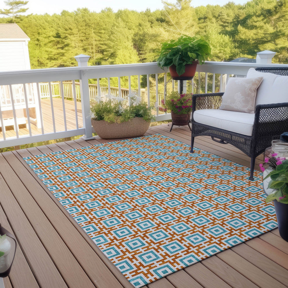 Indoor/Outdoor Marlo MO1 Orange Machine Washable 8' x 10' Rug
