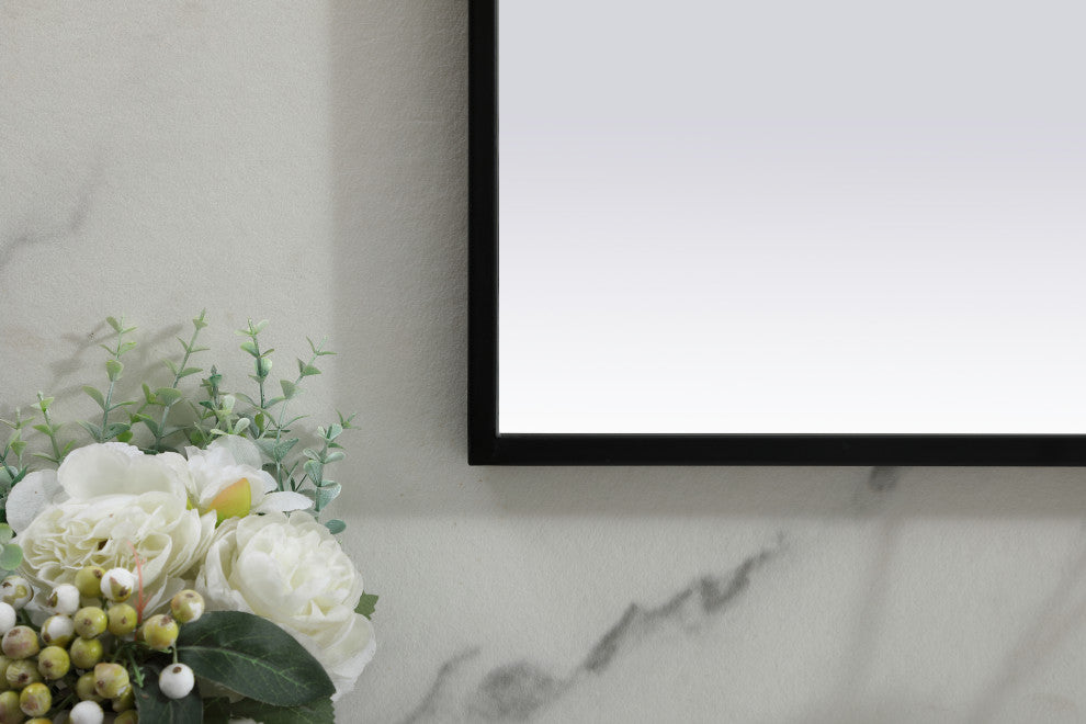 Metal Frame Arch Mirror 42x38 Inch Black