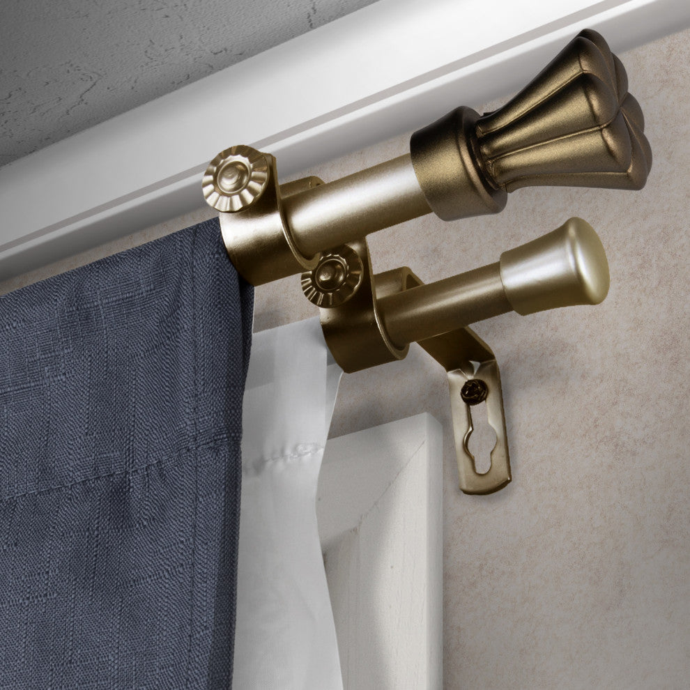 Pasha 5/8" Double Curtain Rod Antique Gold