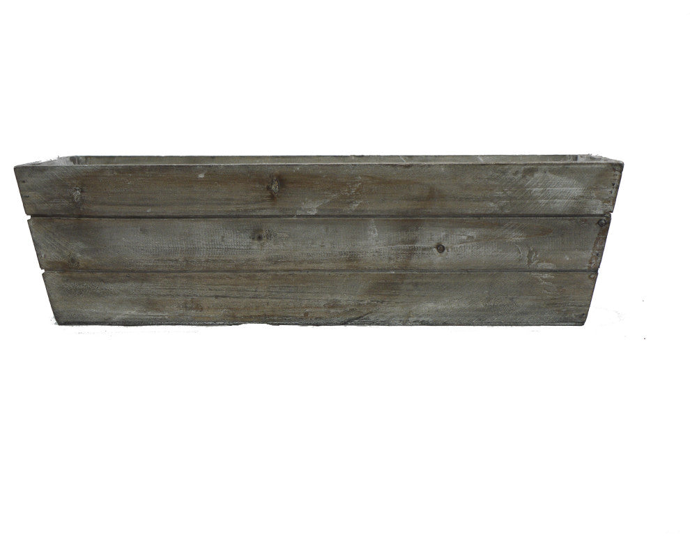 14" Gray Wash Triple Rectangle Wood Planter