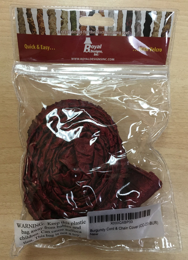 Royal Designs Cord/Chain Cover, 4', Touch Fastener, Burgundy