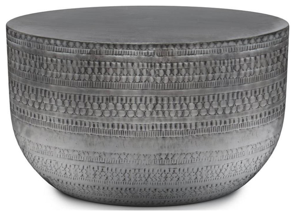 Maklaine 30 " Metal Metal Coffee Table in Antique Silver Finish