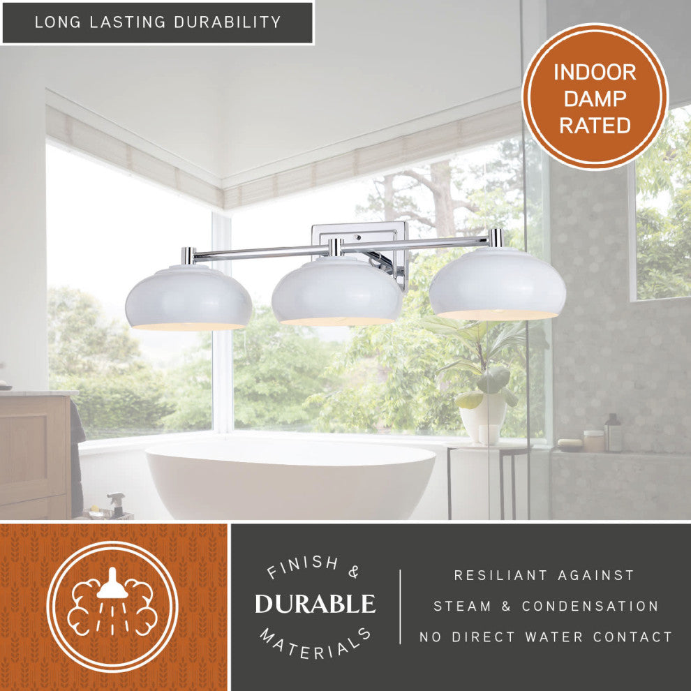 Belmont 3 Light Vanity Chrome and Gloss White