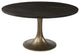 54" Black And Brass Rounded Solid Wood And Metal Pedestal Base Dining Table