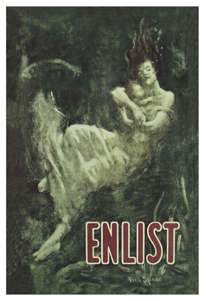 "WWI: Enlist (Sinking Lusitania Victim)" Paper Print by Fred Spear, 14"x20"