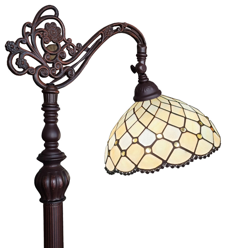 Tiffany Style Impearled Reading Floor Lamp, 62" Tall