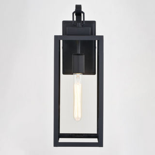 Clinton Steel 1 Light Matte Black Transitional Outdoor Wall Lantern Clear Glass