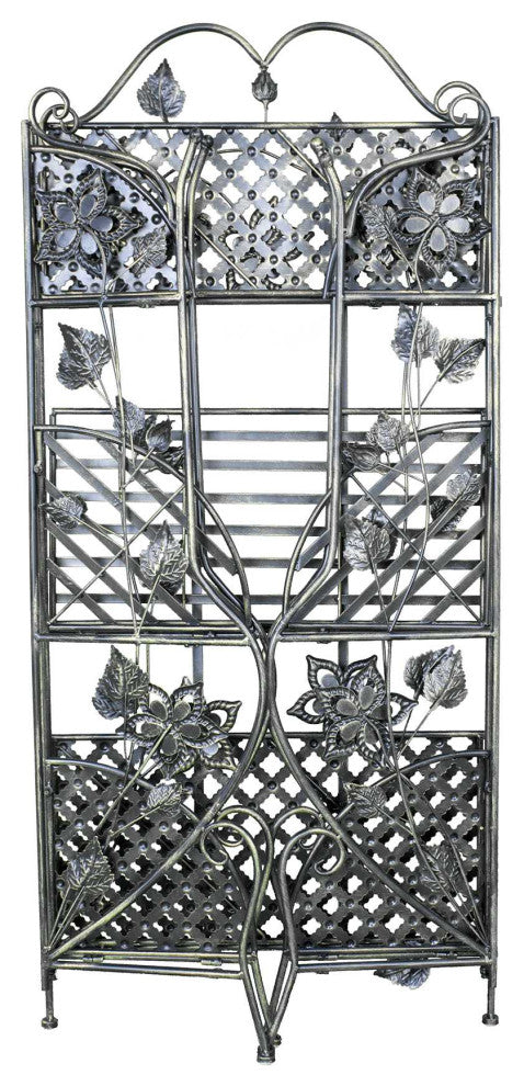 HomeRoots 25" X 5" X 50" Blackened Brass Steel Bakers Rack With Shelves