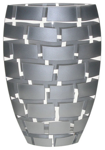 Silver Wall Design Mouth Blown Europeanï¿½ 12" Vase
