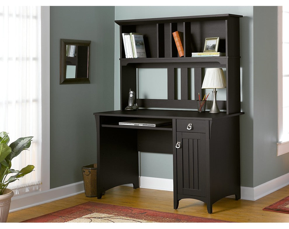 Salinas Computer Desk with Hutch in Vintage Black - Engineered Wood