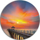 Wooden Bridge Under Yellow Sky, Sea Pier Round Wall Art, 23"