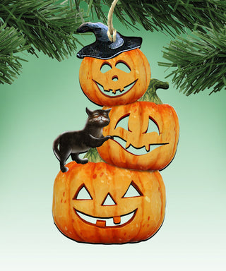Scary Stocking Pumpkins Ornament