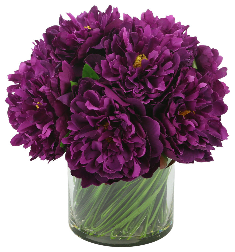 Purple Peonies  with Grass