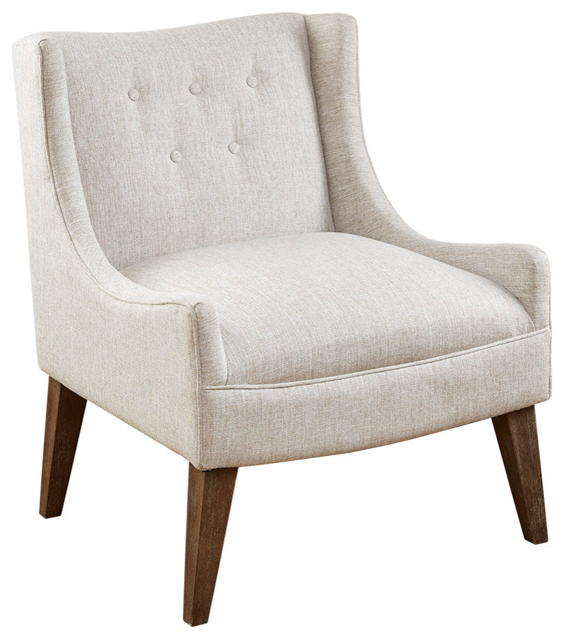 Madison Park Malabar Transitional Lounge Chair with Recessed Arms, Cream