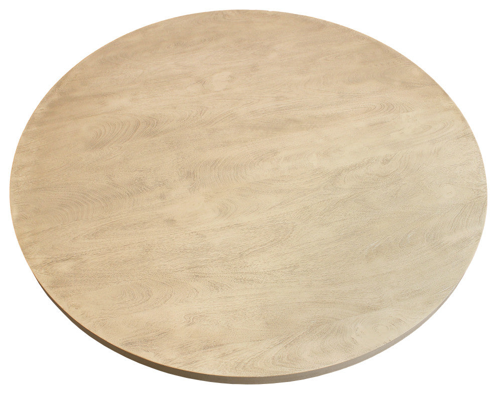 Flagstaff 7-Piece 60" Round Dining Set With 6 Ash Boucle Chairs in Ivory