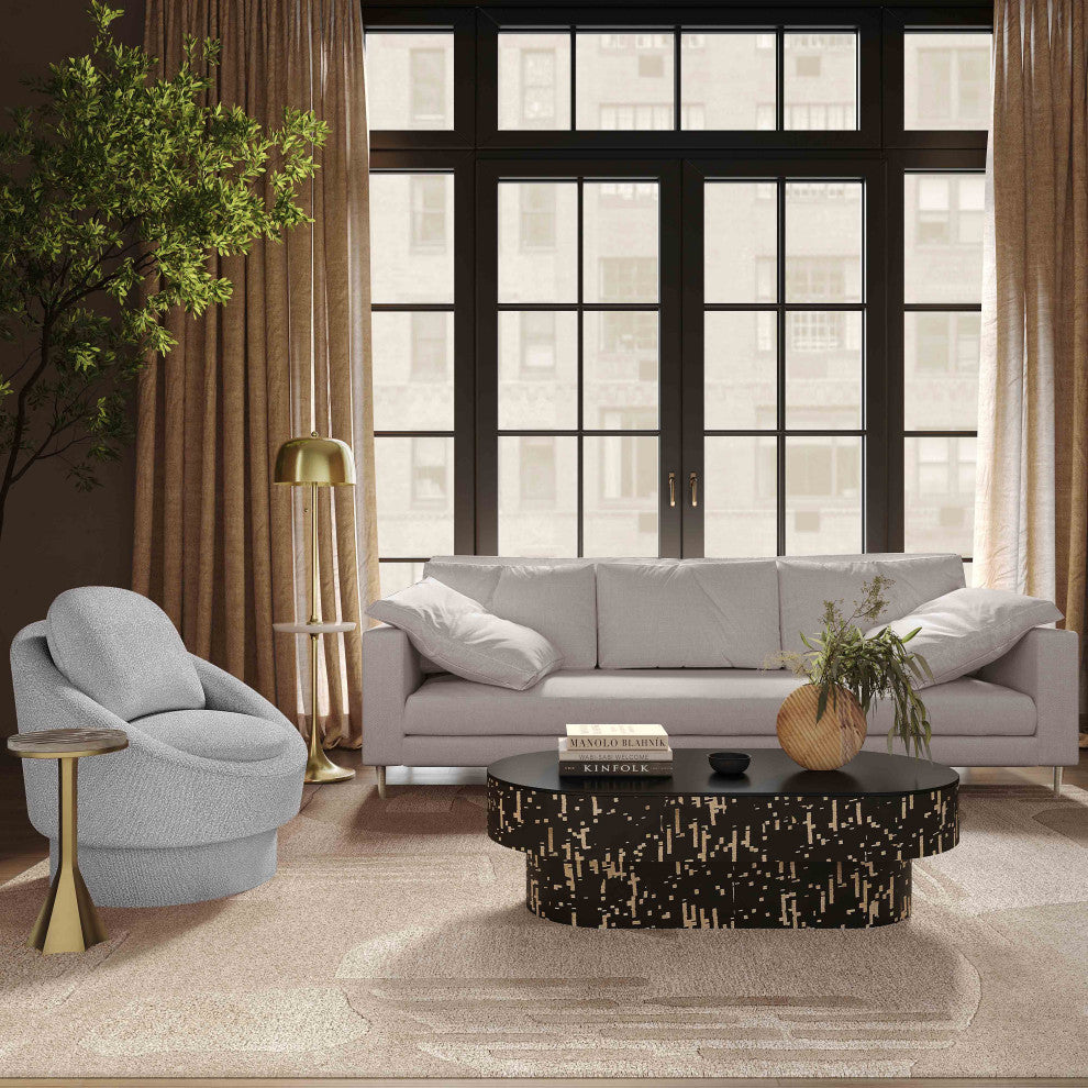 Vari Textured Velvet Lounge Sofa, Light Grey