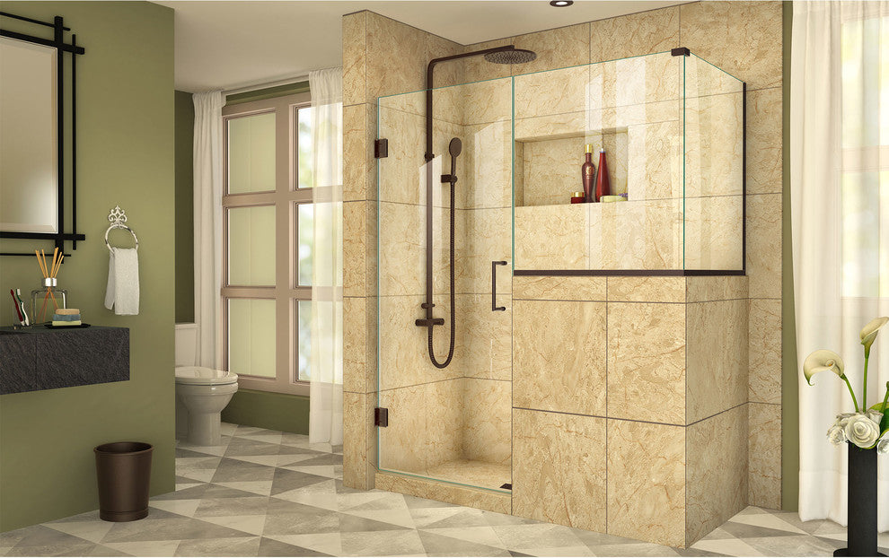 Unidoor Plus 54"x30.38" Shower Enclosure, Oil Rubbed Bronze