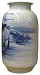 Chinese Blue White Handpainted San Yang Kai Tai Scenery Porcelain Vase cs2467