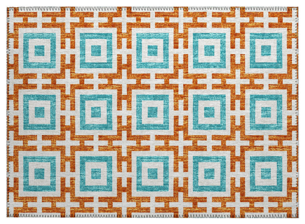 Indoor/Outdoor Marlo MO1 Orange Machine Washable 1'8" x 2'6" Rug