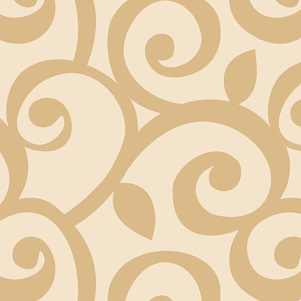 Modern Scroll Wallpaper, Beige, Set of 3 Bolts