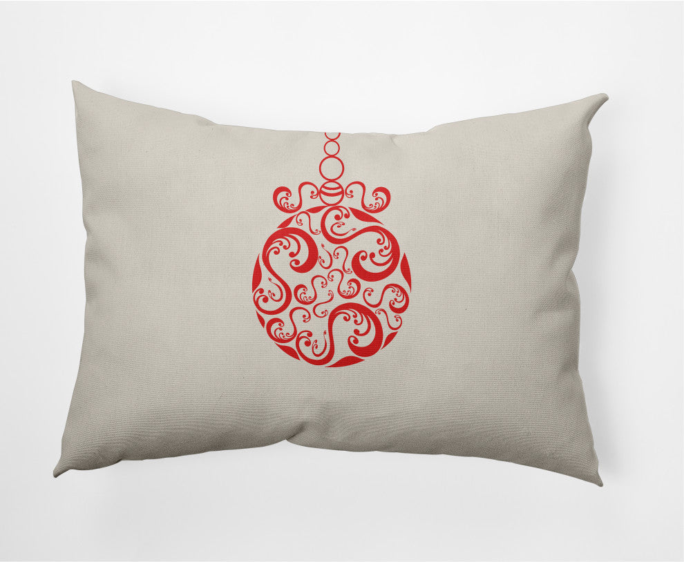 Fancy-Bulb Decorative Throw Pillow, Red, 14"x20"