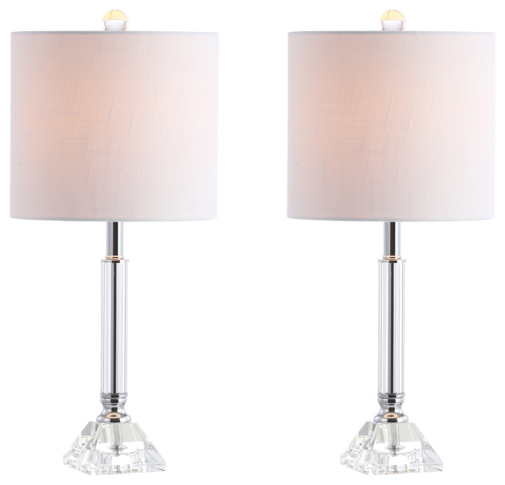 Dana 19.5" Crystal Column and Metal LED Table Lamp, Clear