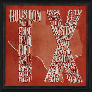 Texas State Abbreviation Framed Print, Large