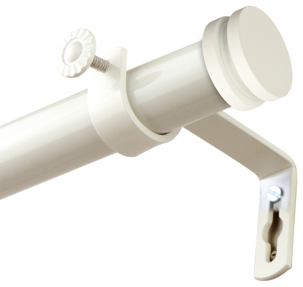 Lid 1" Curtain Rod, White, 28-48"