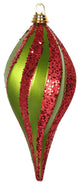 Vickerman M132674 12'' Lime And Red Glitter Swirl Drop Christmas Ornament