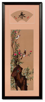 Silk Embroidery Chinese Wall Art of Four Season Flowers, Birds and Flowers of Seasons