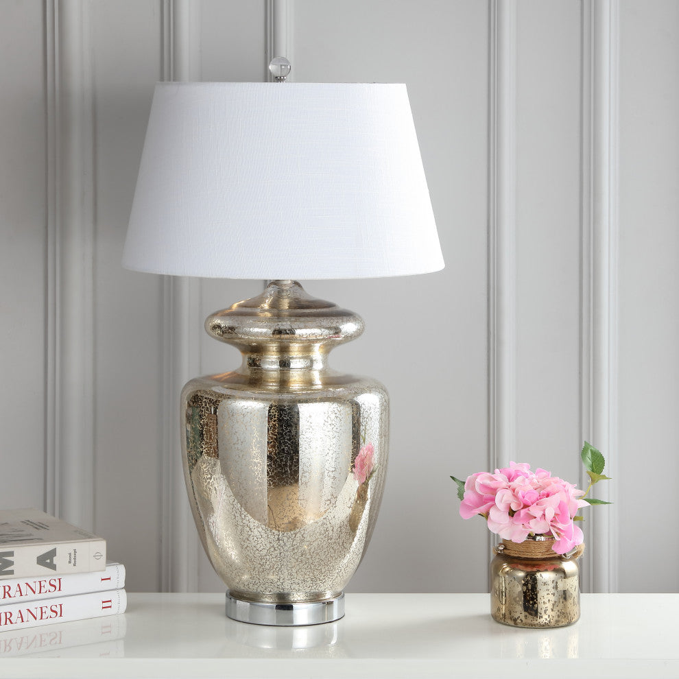 Hughes 31" Glass Table Lamp, Mercury Glass