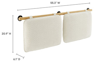 Anela Wall-Mounted Chenille Upholstered Full Headboard, Cream Natural