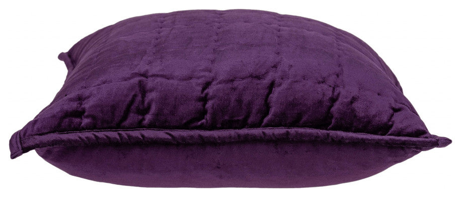 20" X 7" X 20" Transitional Purple Solid Quilted Pillow Cover With Poly Insert