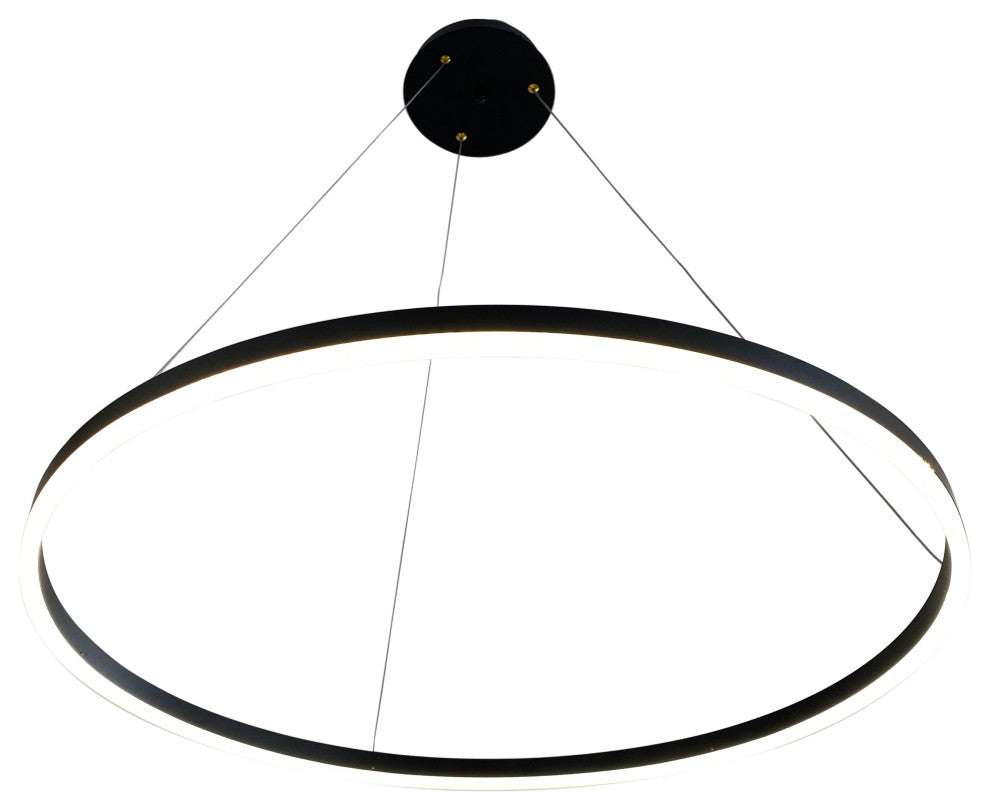 Yatziri 45-Watt Integrated LED Black Circular Pendant, 32"