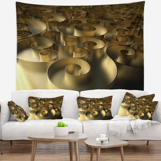 Golden Curly Abstract 3D Design Abstract Wall Tapestry, 60"x50"