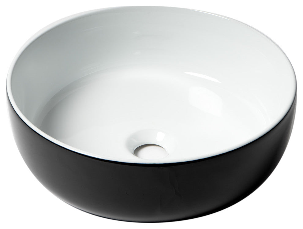 Alfi Brand Abc908 Black/White 15" Round Above Mount Ceramic Sink