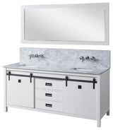 72" Premium Davinci Bath Vanity, White and Mirror