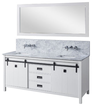 72" Premium Davinci Bath Vanity, White and Mirror