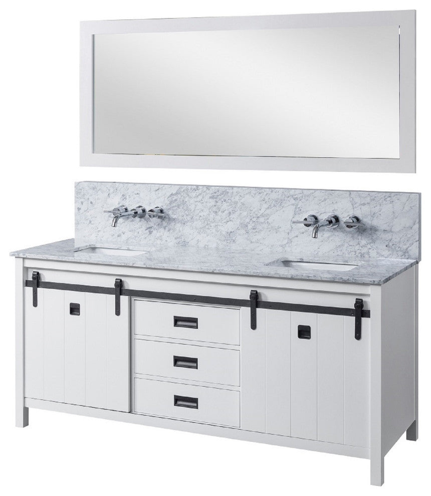 72" Premium Davinci Bath Vanity, White and Mirror