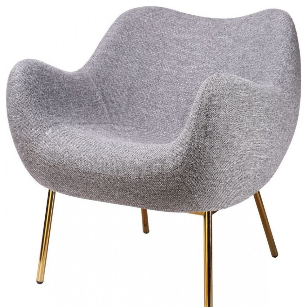 29" Plush Gray and Gold Comfy Accent Chair