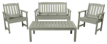 4' Lehigh Bench, Chairs, Conversation Table, 4-Piece Set, Eucalyptus