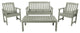 4' Lehigh Bench, Chairs, Conversation Table, 4-Piece Set, Eucalyptus